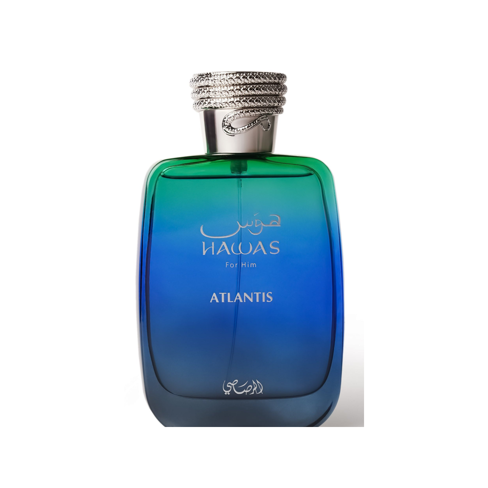 Rarasi Hawas Atlantis original fragrance bottle; bottle not included with decant